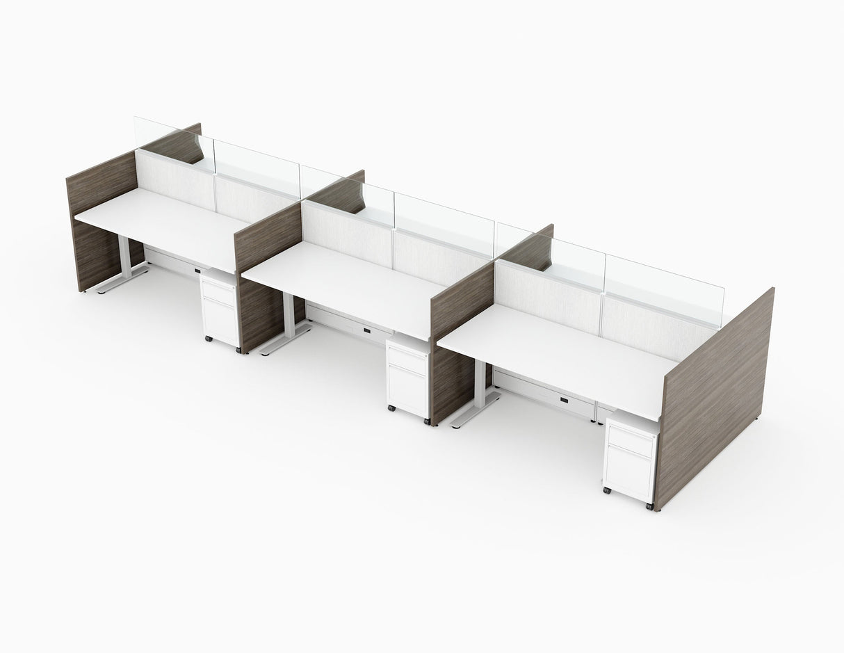 Compile 6 Person 54"H 2' x 6' Sit To Stand Workstation Typical | CMQS551