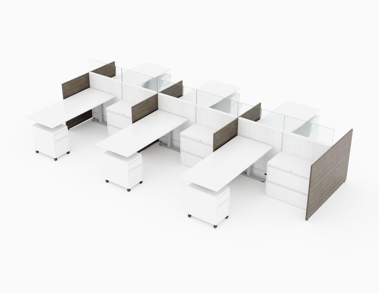 Compile 6 Person 54"H 6' x 6' Sit To Stand Workstation Typical | CMQS552