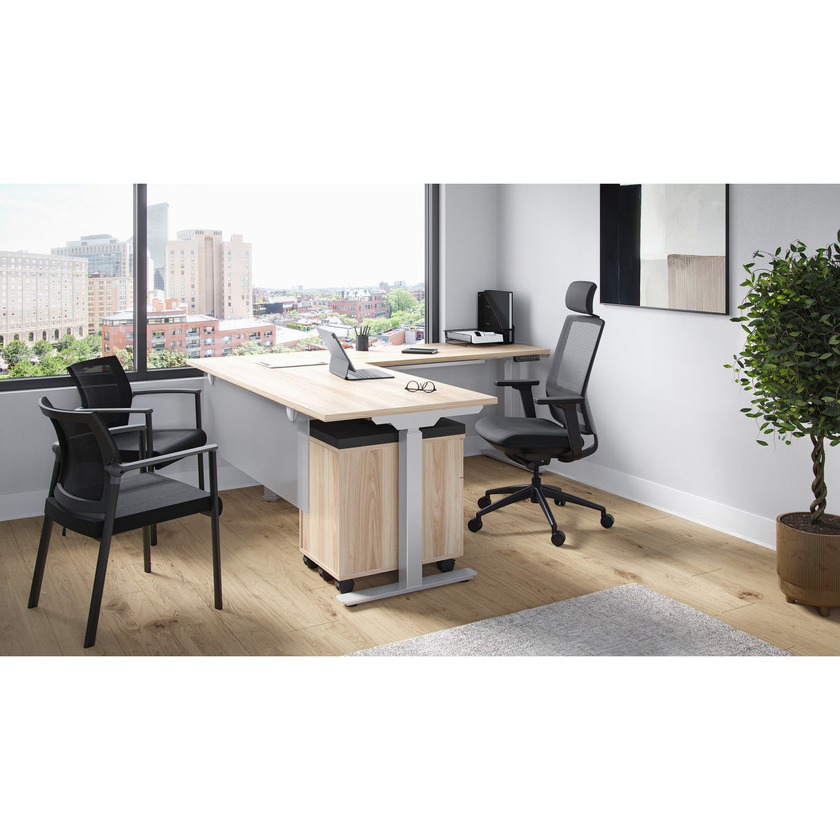 OfficeSource Height-Adjustable L-Shape Typical | OSTYP356