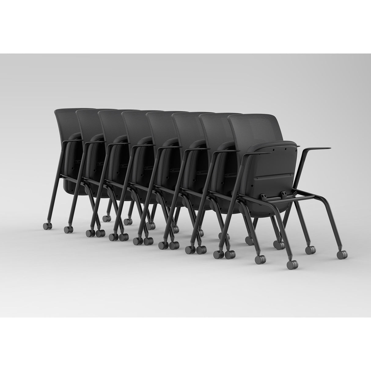 OfficeSource Orion Nesting Chair with Arms and Black Frame - Set of 2 | OSSN6502BK