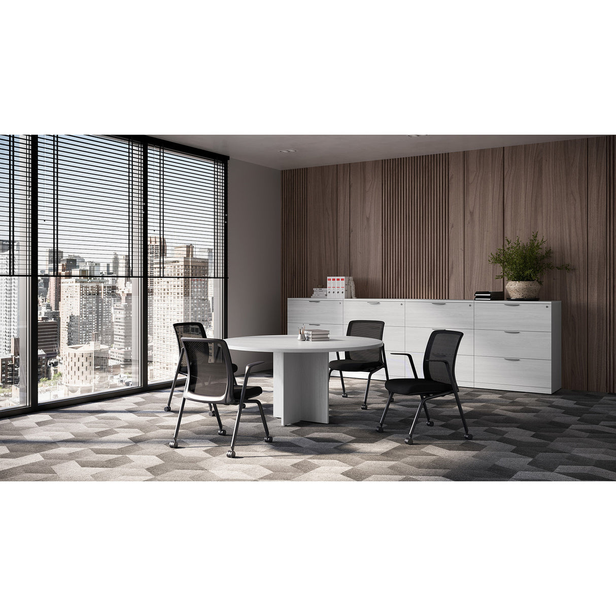 OfficeSource Orion Nesting Chair with Arms and Black Frame - Set of 2 | OSSN6502BK