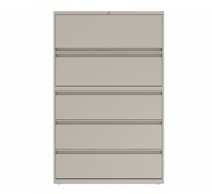 Prime™ 65.6"H Five Drawer Lateral File Cabinet, Posting Shelf, 42"W x 18"D - One Receding, Four Fixed Front | GULF51P1842P