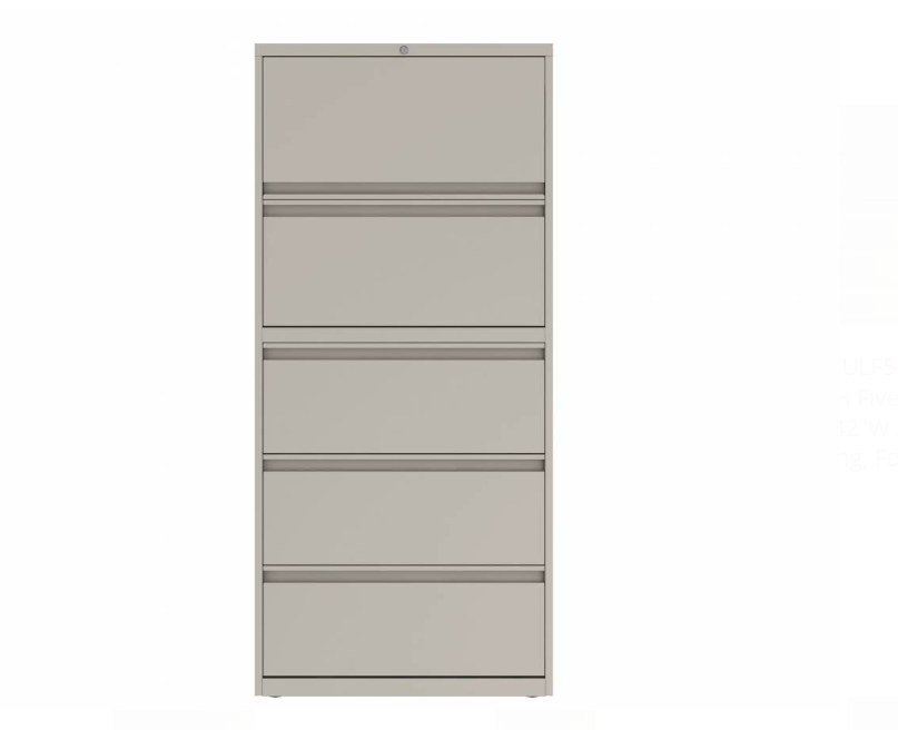 Prime™ 65.6"H Five Drawer Lateral File Cabinet, Posting Shelf, 30"W x 18"D - One Receding, Four Fixed Front | GULF51P1830P