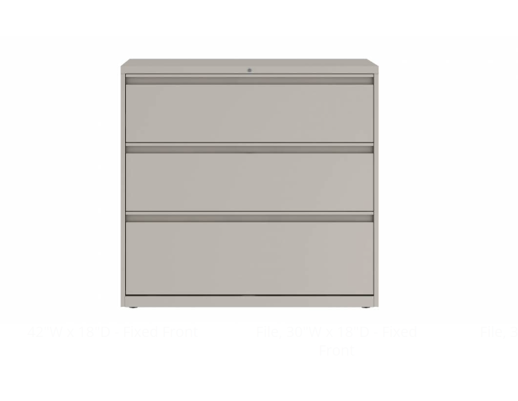 Prime™ 39.2"H Three Drawer Lateral Filing Cabinet, 42"W x 18"D - Fixed Front | GULF30G1842P
