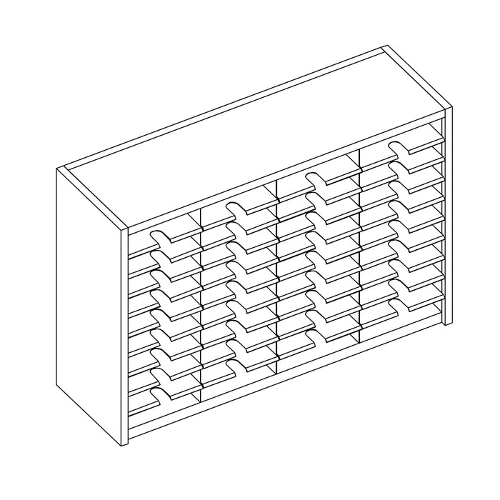 Mailflow Systems Sorter, Closed Back w/ 15" Elevation; 40 Sorting Pockets 15”D without Plexi Doors | SC4848GH