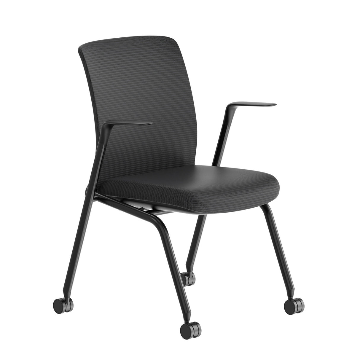 OfficeSource Orion Nesting Chair with Arms and Black Frame - Set of 2 | OSSN6502BK