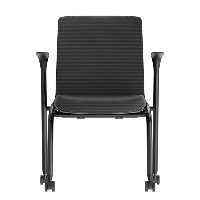 OfficeSource Orion Nesting Chair with Arms and Black Frame - Set of 2 | OSSN6502BK