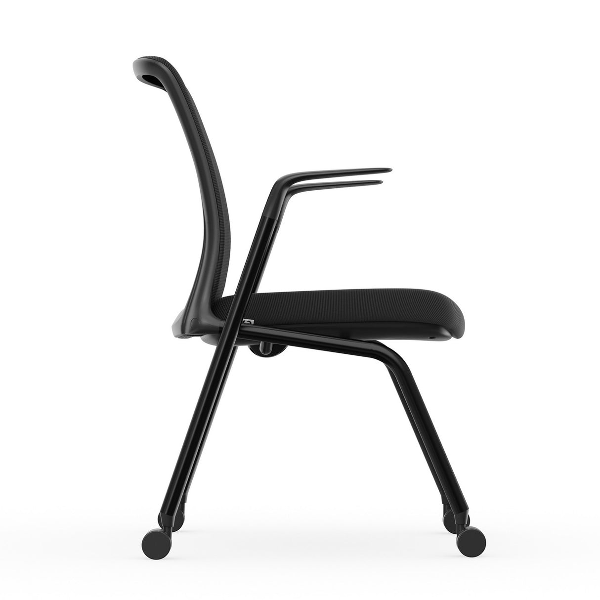 OfficeSource Orion Nesting Chair with Arms and Black Frame - Set of 2 | OSSN6502BK