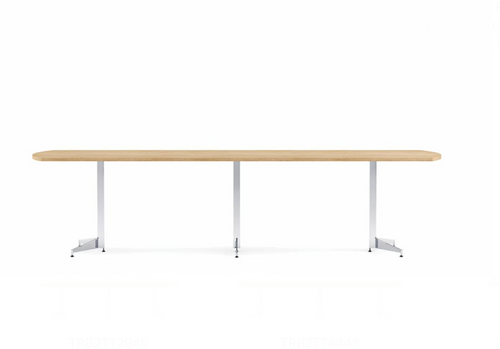 Anywhere 120"W x 36"D Bow End Rectangular Conference Table with Tapered Blade Bases & Two Piece Top | TRB2T12036