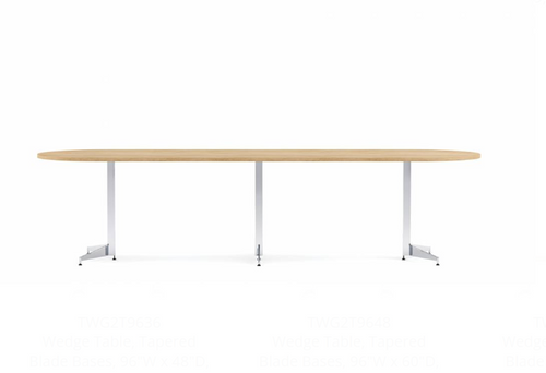 Anywhere 144"W x 48"D Racetrack Conference Table with Tapered Blade Bases & Two Piece Top | TRC2T14448