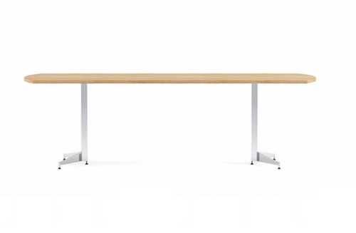 Anywhere 96"W x 36"D Bow End Rectangular Conference Table with Tapered Blade Bases & One Piece Top | TRB2T9636