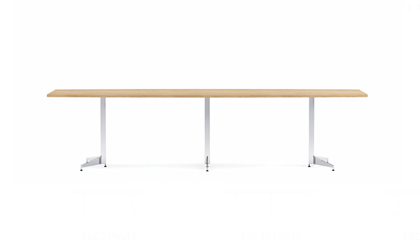 Anywhere 120"W x 36"D Boat Shaped Conference Table with Tapered Blade Bases & Two Piece Top | TBT2T12036