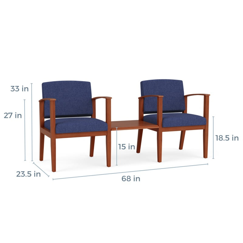 Lesro Amherst 2 Chairs w/ Connecting Center Table | AW2201