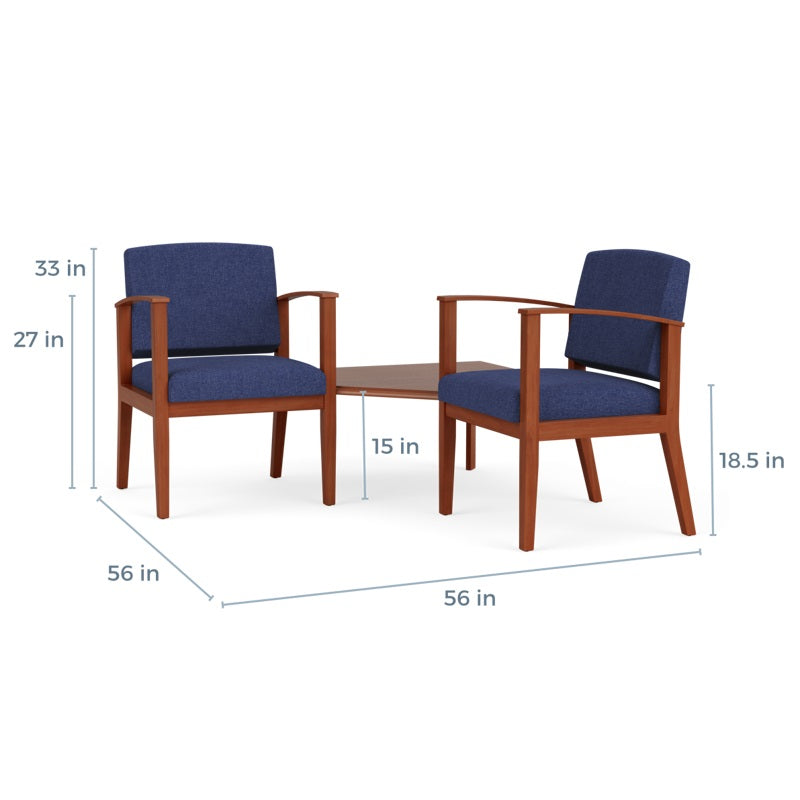 Lesro Amherst 2 Chairs w/ Connecting Corner Table | AW2301