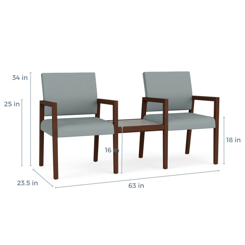 Lesro Brooklyn 2 Chairs w/Connecting Center Table | BK2201