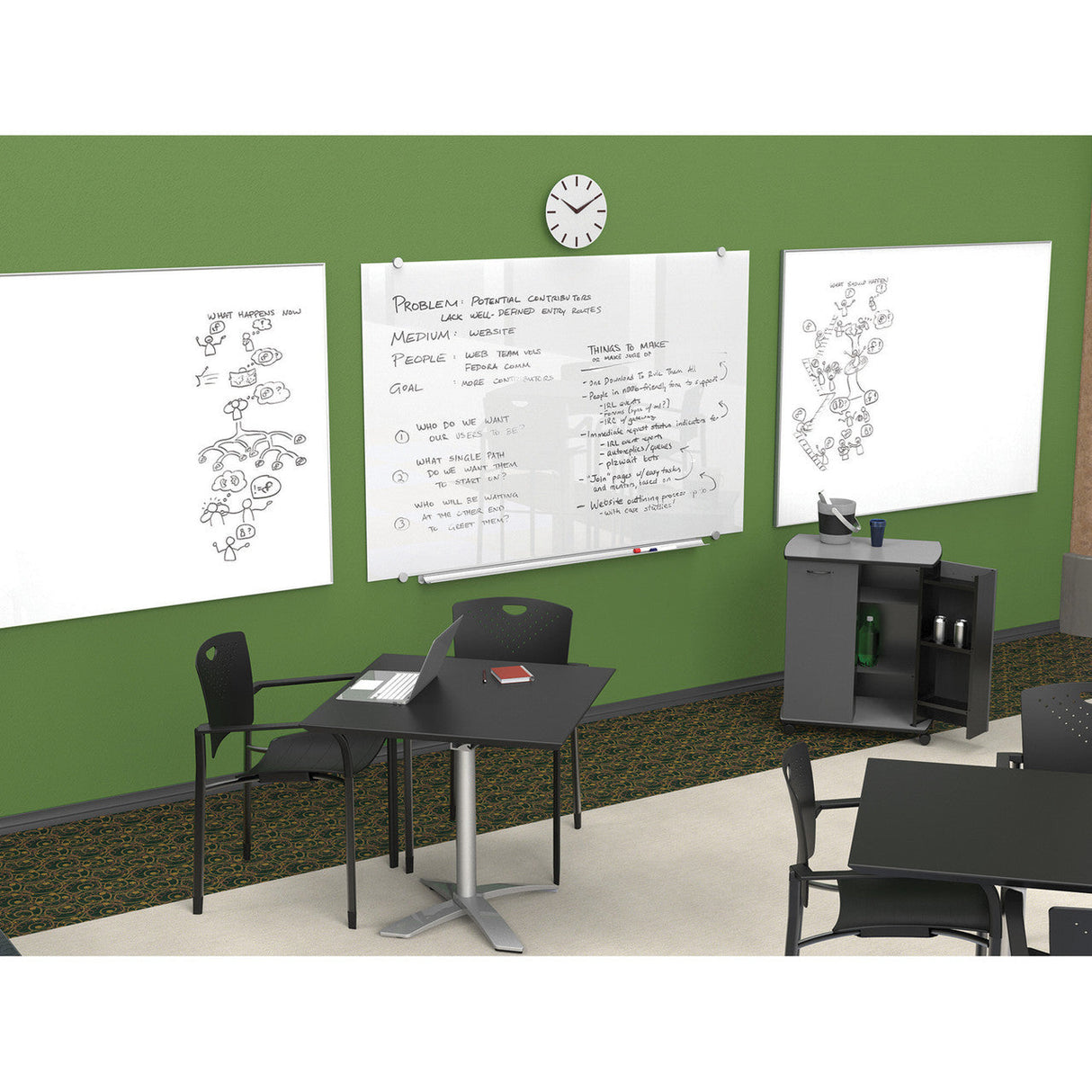 OS Magnetic Glass Dry Erase Whiteboard - 72"W x 48"H | 83845