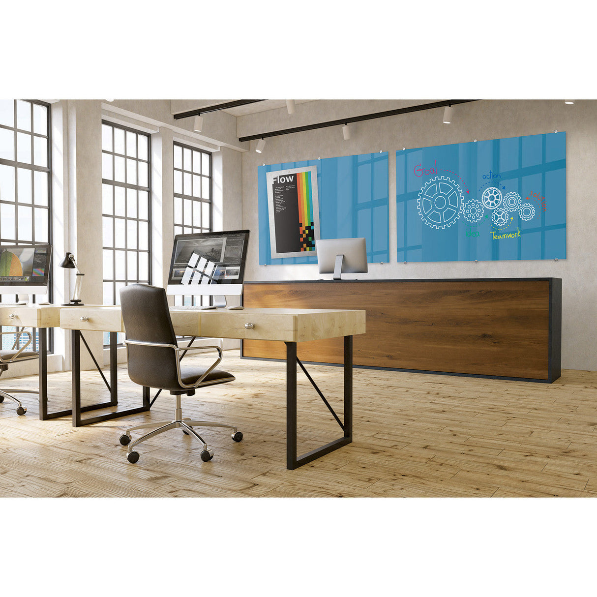 OS Magnetic Glass Dry Erase Whiteboard - 72"W x 48"H | 83845