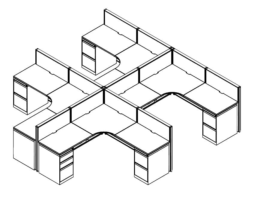 Compile 4 Person 42"H 6' x 6' Workstation Typical | CMQS508