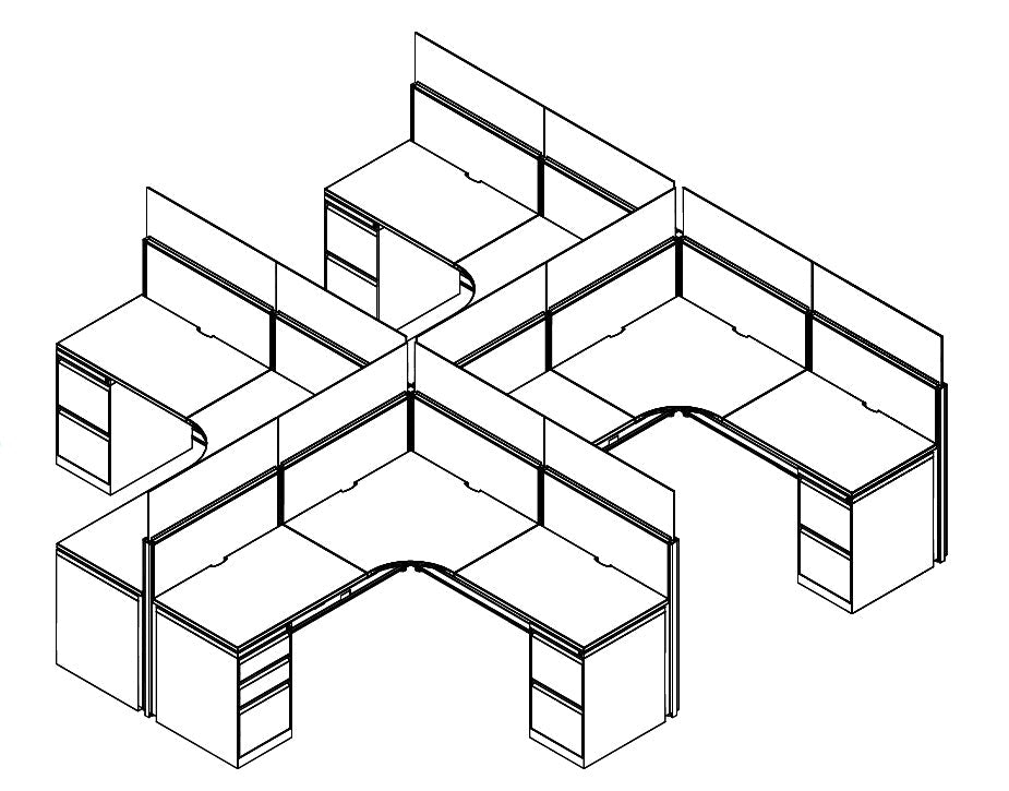 Compile 4 Person 54"H 6' x 6' Workstation Typical | CMQS508-W