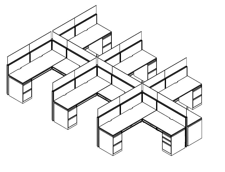 Compile 6 Person 54"H 6' x 6' Workstation Typical | CMQS510