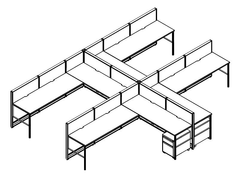 Compile 4 Person 42"H 6' x 8' Workstation Typical | CMQS538