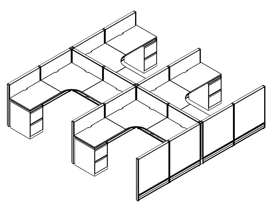Compile 4 Person 42"H 6' x 6' Workstation Typical | CMQS541