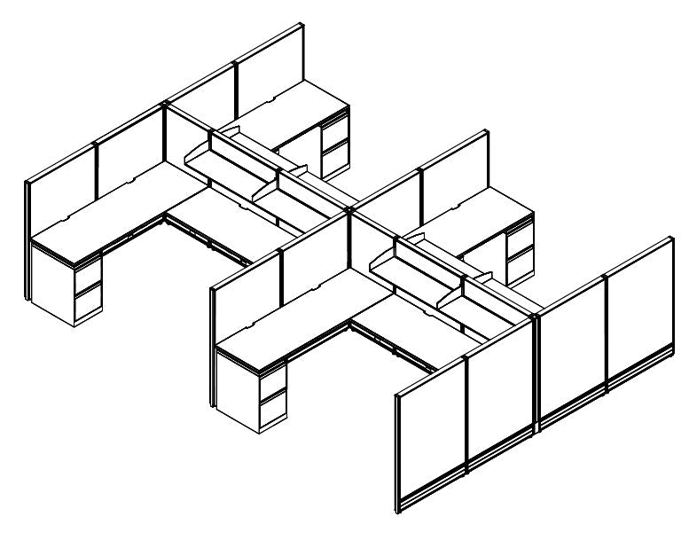 Compile 4 Person 54"H 6' x 8' Workstation Typical | CMQS544