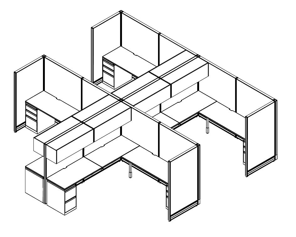 Compile 4 Person 66"H 8' x 8' Workstation Typical | CMQS549