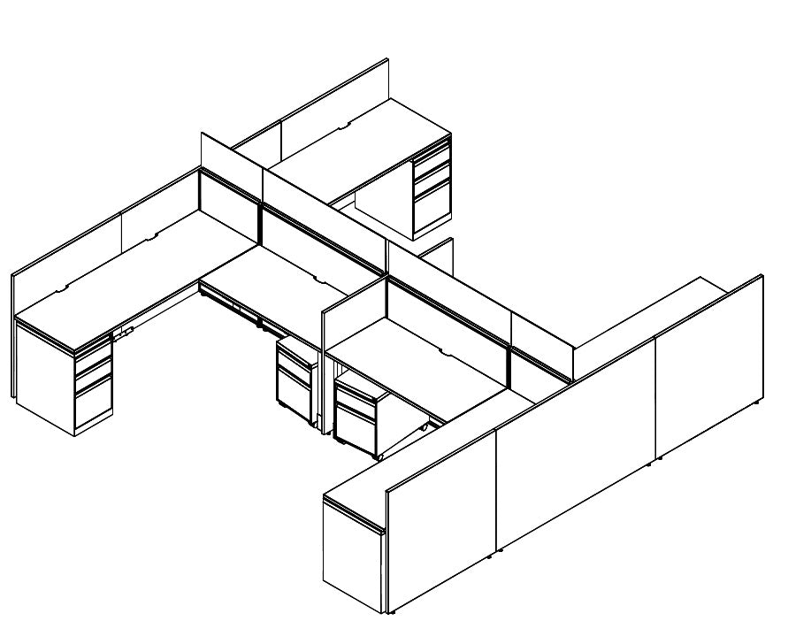Compile 4 Person 54"H 6' x 6' Workstation Typical | CMQS556