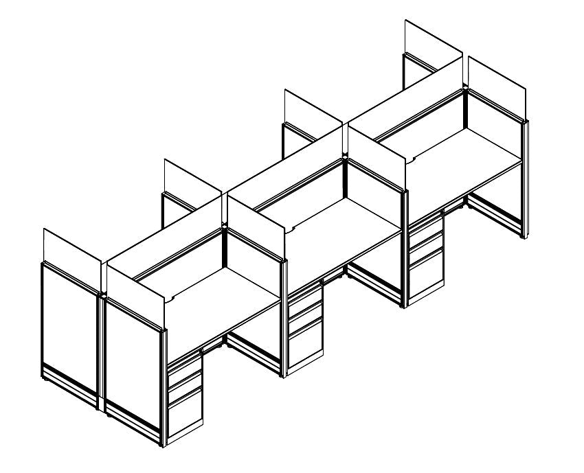 Compile 6 Person 54"H 2' x 4' Workstation Typical | CMQS567-W