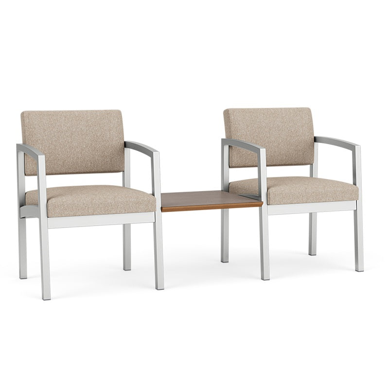 Lesro Lenox Steel Series 2 Chairs w/Connecting Center Table | LS2201