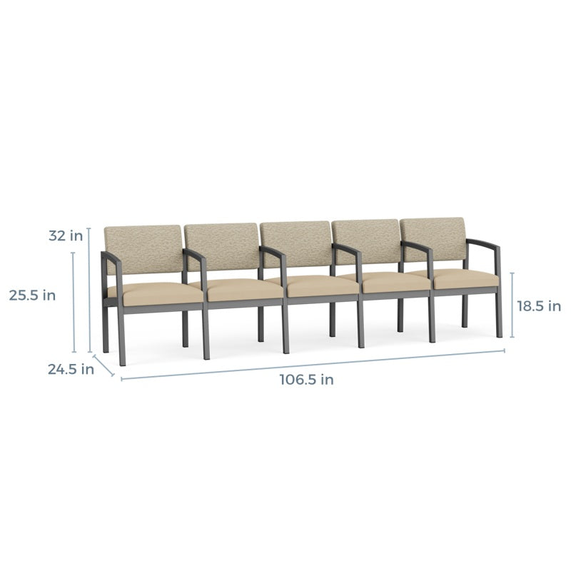 Lesro Lenox Steel Series 5 Seat Sofa w/Center Arms | LS5103