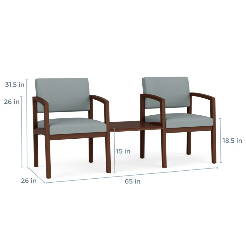 Lesro Lenox Series 2 Chairs w/ Connecting Center Table | LW2201