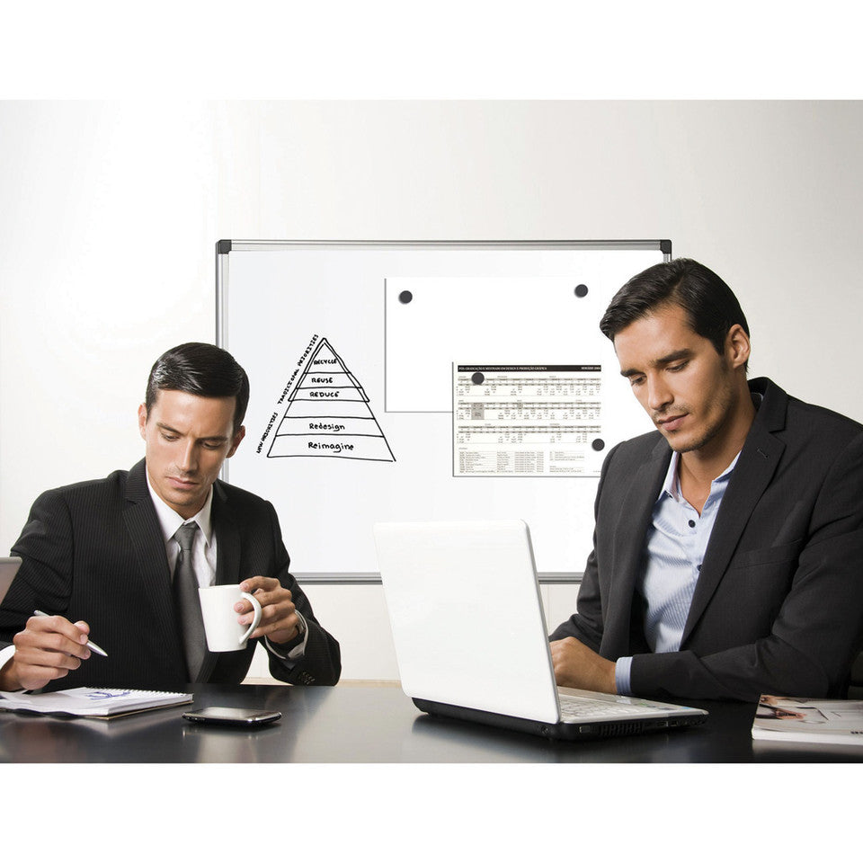 Vizual Magnetic Porcelain Dry-Erase Board with Aluminum Frame - 48" x 96" | OS15011MPWH