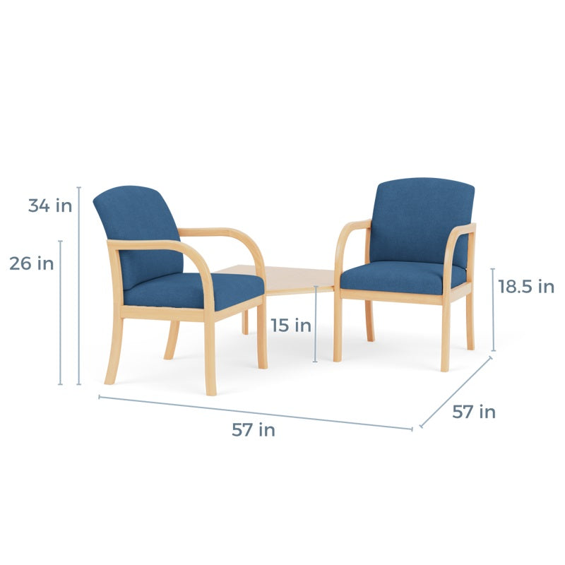Lesro Weston 2 Chairs w/ Connecting Center Table | WS2301