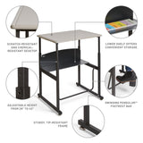 AlphaBetter® Adjustable-Height Stand-Up Desk, 28 x 20" Standard Top and Swinging Footrest Bar | 1201BE