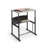 AlphaBetter® Adjustable-Height Stand-Up Desk, 28 x 20" Standard Top and Swinging Footrest Bar | 1201BE