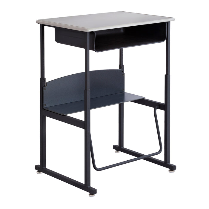 AlphaBetter® Adjustable-Height Stand-Up Desk, 28 x 20" Standard Top, Book Box and Swinging Footrest Bar | 1202BE