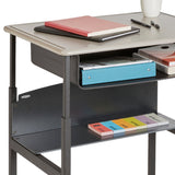 AlphaBetter® Adjustable-Height Stand-Up Desk, 28 x 20" Standard Top, Book Box and Swinging Footrest Bar | 1202BE