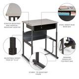 AlphaBetter® Adjustable-Height Stand-Up Desk, 28 x 20" Standard Top, Book Box and Swinging Footrest Bar | 1202BE