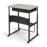 AlphaBetter® Adjustable-Height Stand-Up Desk, 28 x 20" Standard Top, Book Box and Swinging Footrest Bar | 1202BE