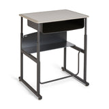 AlphaBetter® Adjustable-Height Stand-Up Desk, 28 x 20" Standard Top, Book Box and Swinging Footrest Bar | 1202BE