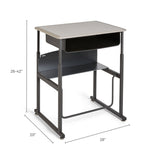 AlphaBetter® Adjustable-Height Stand-Up Desk, 28 x 20" Standard Top, Book Box and Swinging Footrest Bar | 1202BE