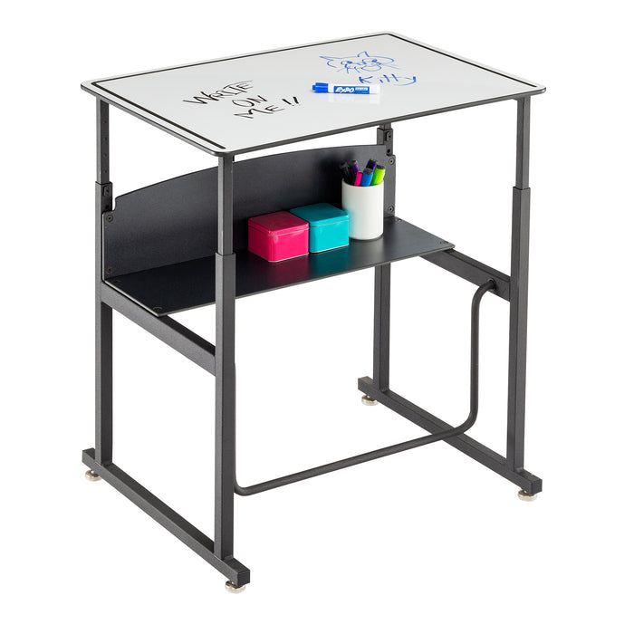 AlphaBetter® Adjustable-Height Stand-Up Desk, 28 x 20" Premium or Dry Erase Top and Swinging Footrest Bar | 1203