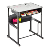 AlphaBetter® Adjustable-Height Stand-Up Desk, 28 x 20" Premium or Dry Erase Top, Book Box and Swinging Footrest Bar | 1204