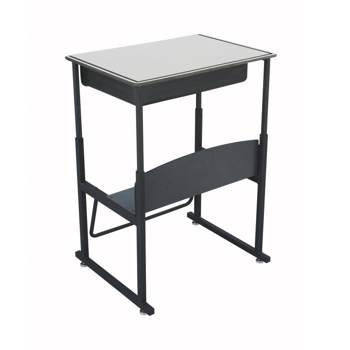 AlphaBetter® Adjustable-Height Stand-Up Desk, 28 x 20" Premium or Dry Erase Top, Book Box and Swinging Footrest Bar | 1204