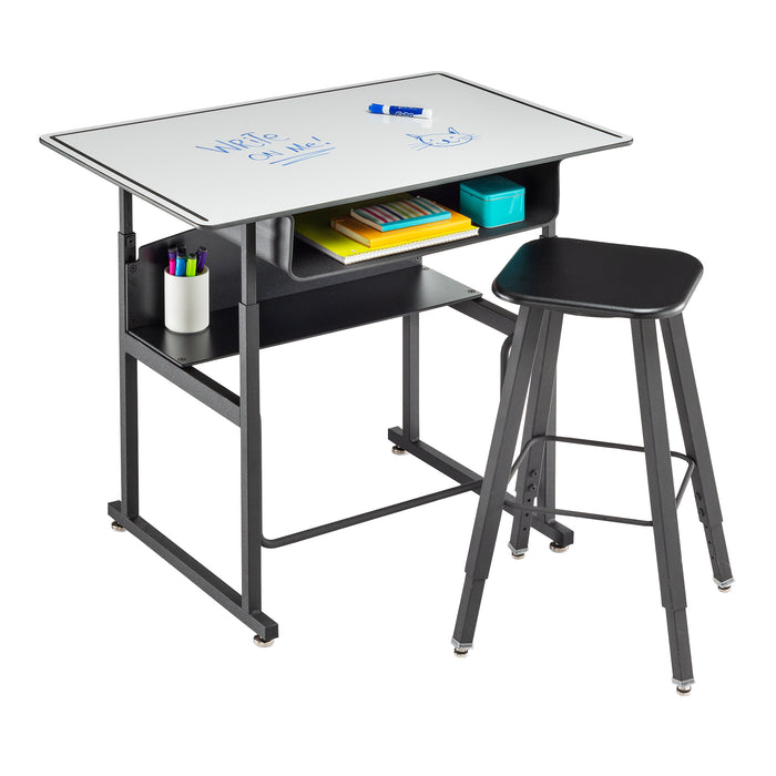 AlphaBetter® Adjustable-Height Stand-Up Desk, 36 x 24" with Book Box and Swinging Footrest Bar | 1209