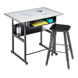 AlphaBetter® Adjustable-Height Stand-Up Desk, 36 x 24" with Book Box and Swinging Footrest Bar | 1209