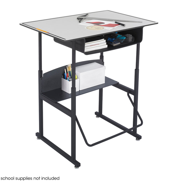 AlphaBetter® Adjustable-Height Stand-Up Desk, 36 x 24" with Book Box and Swinging Footrest Bar | 1209