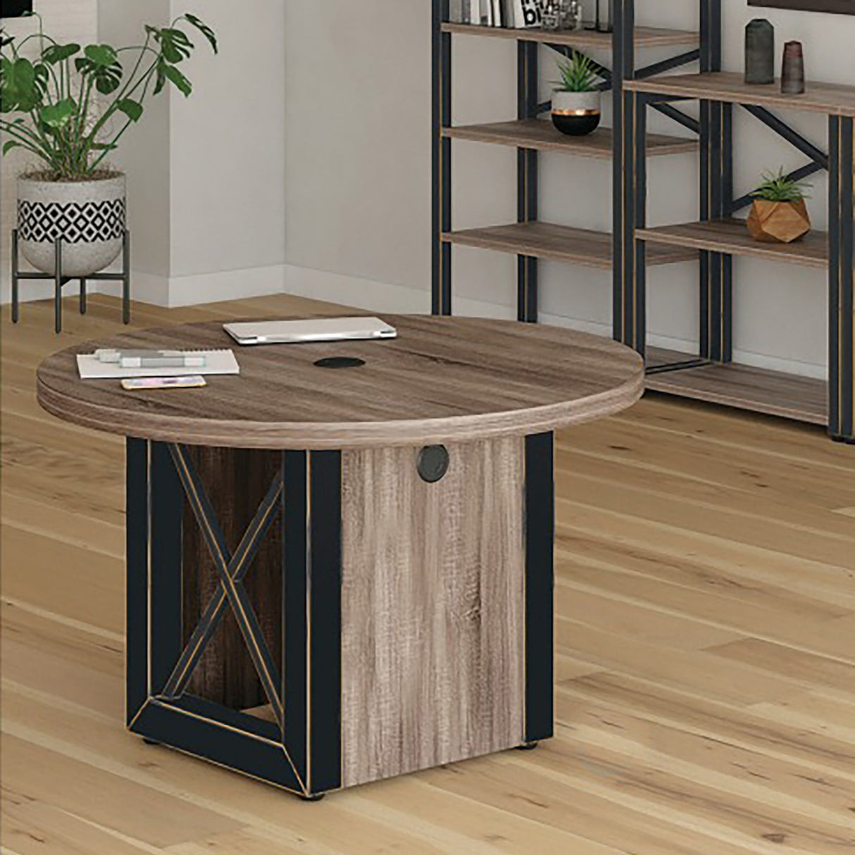 Riveted Collection 48" Round Conference Table top | HIC4848RBDB